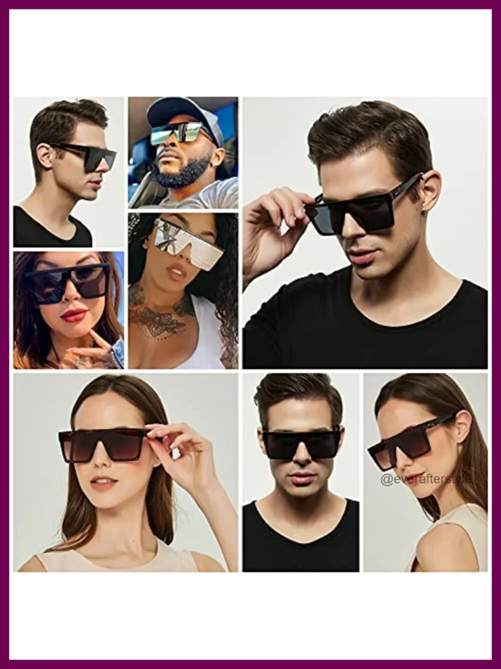 Oversized Square Sunglasses UV400 Protection Shield Rimless